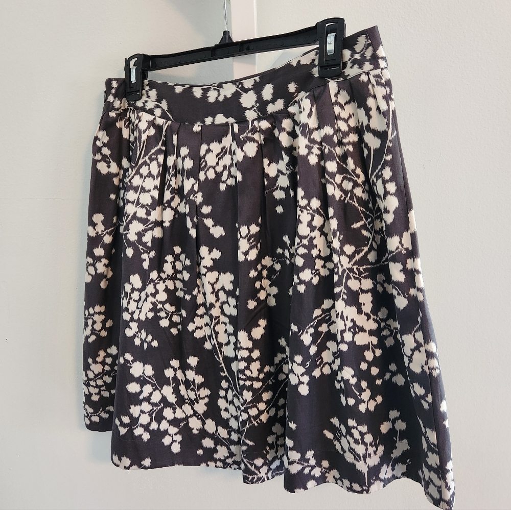 Anthropologie Moulinette Soeurs Firelight Pleated Silk Skirt Floral Ikat Sz 10 - Picture 2 of 11
